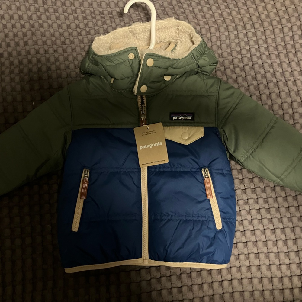 Patagonia Green and Blue Hooded Jacket
